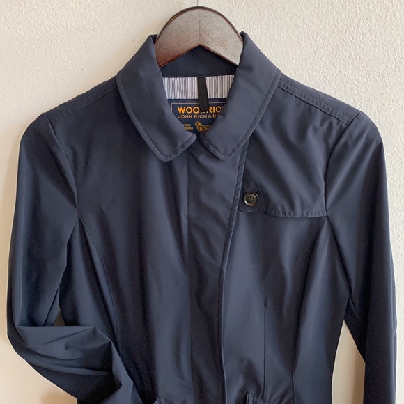 Woolrich Navy Short Trench Raincoat - Picture 5 of 14